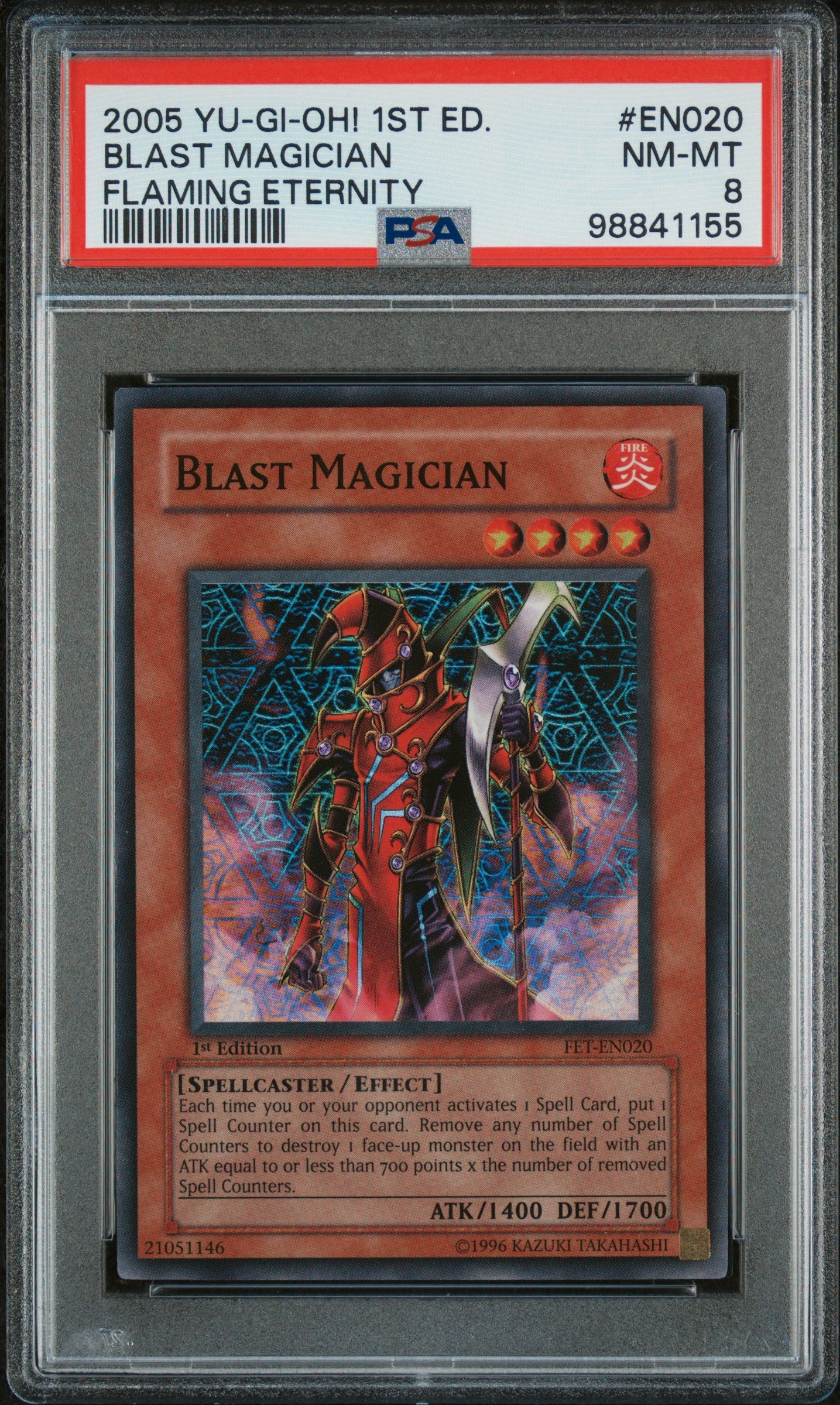 2005 Yu-Gi-Oh! Fet-Flaming Eternity Blast Magician 1st Edition #EN020 PSA 8
