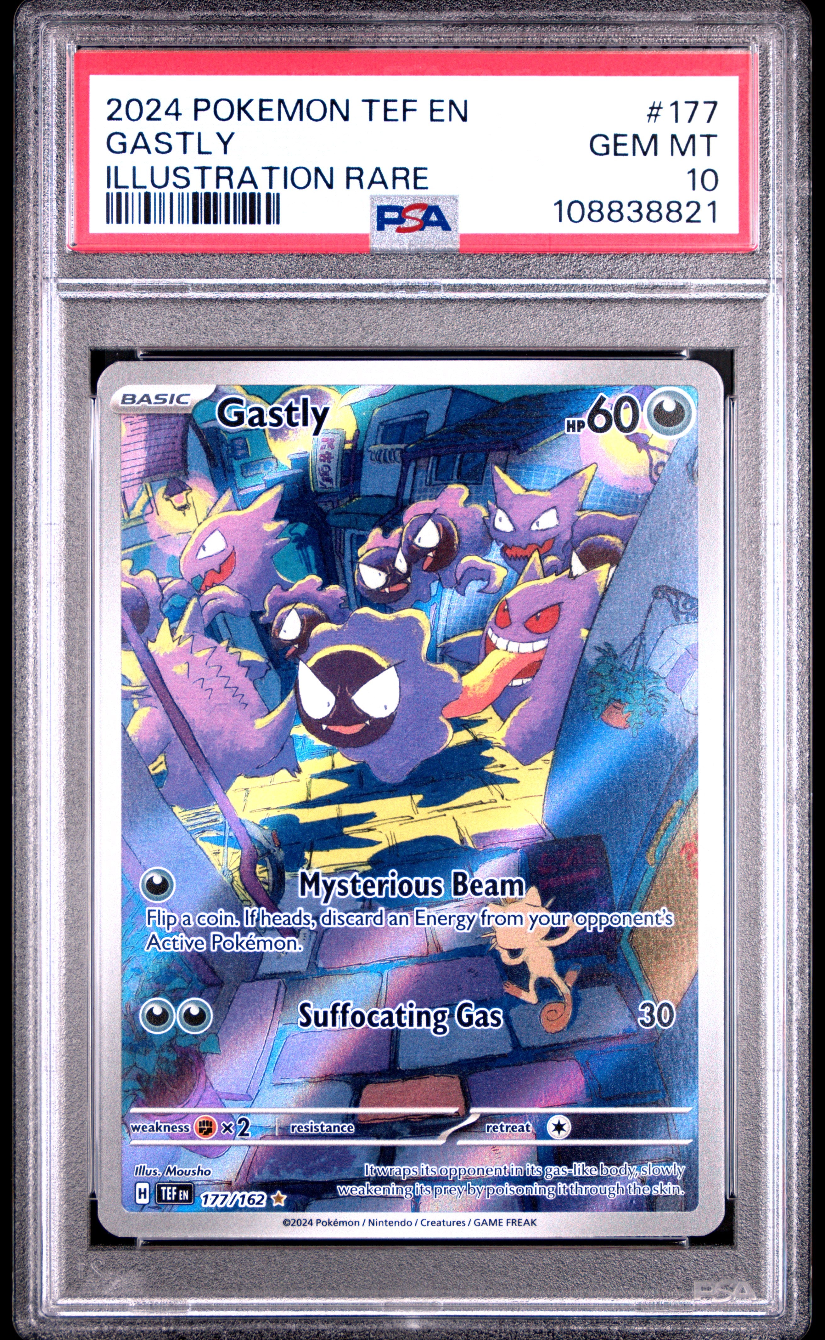 2024 Pokemon Tef En-Temporal Forces Gastly Illustration Rare #177 PSA 10
