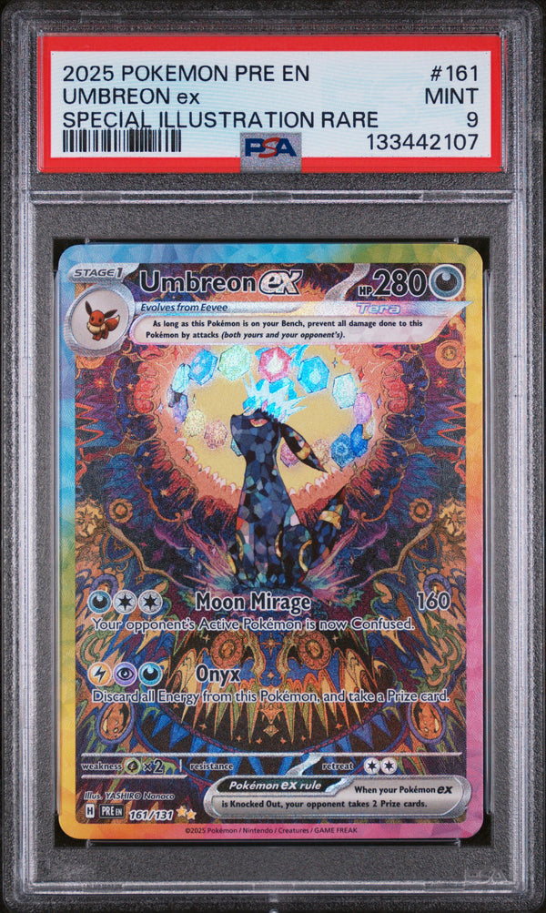 2025 Pokemon Pre En-Prismatic Evolutions Umbreon Ex Special Illustration Rare #161 PSA 9