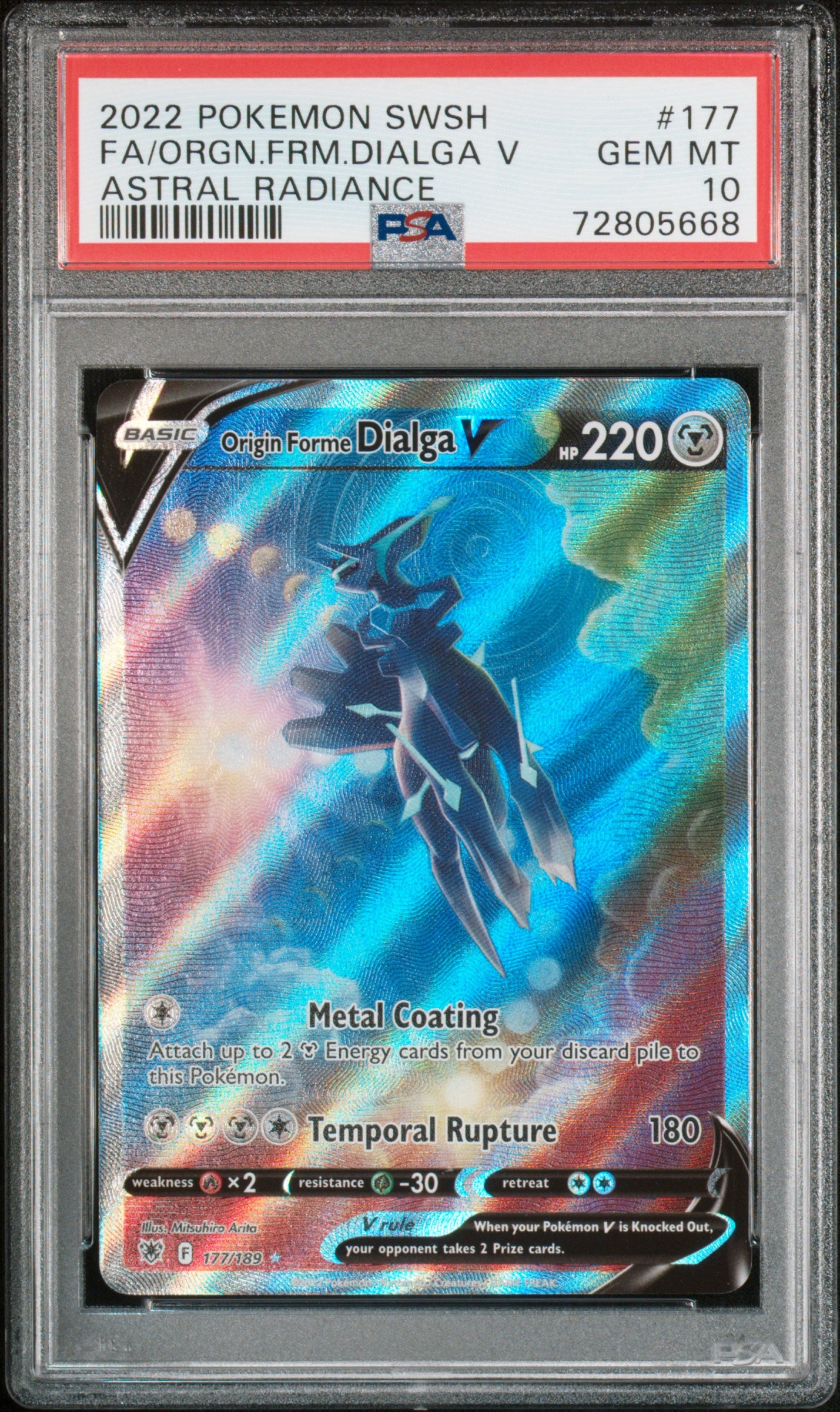 2022 Pokemon Sword & Shield Astral Radiance Full Art / Origin Forme Dialga V #177 PSA 10
