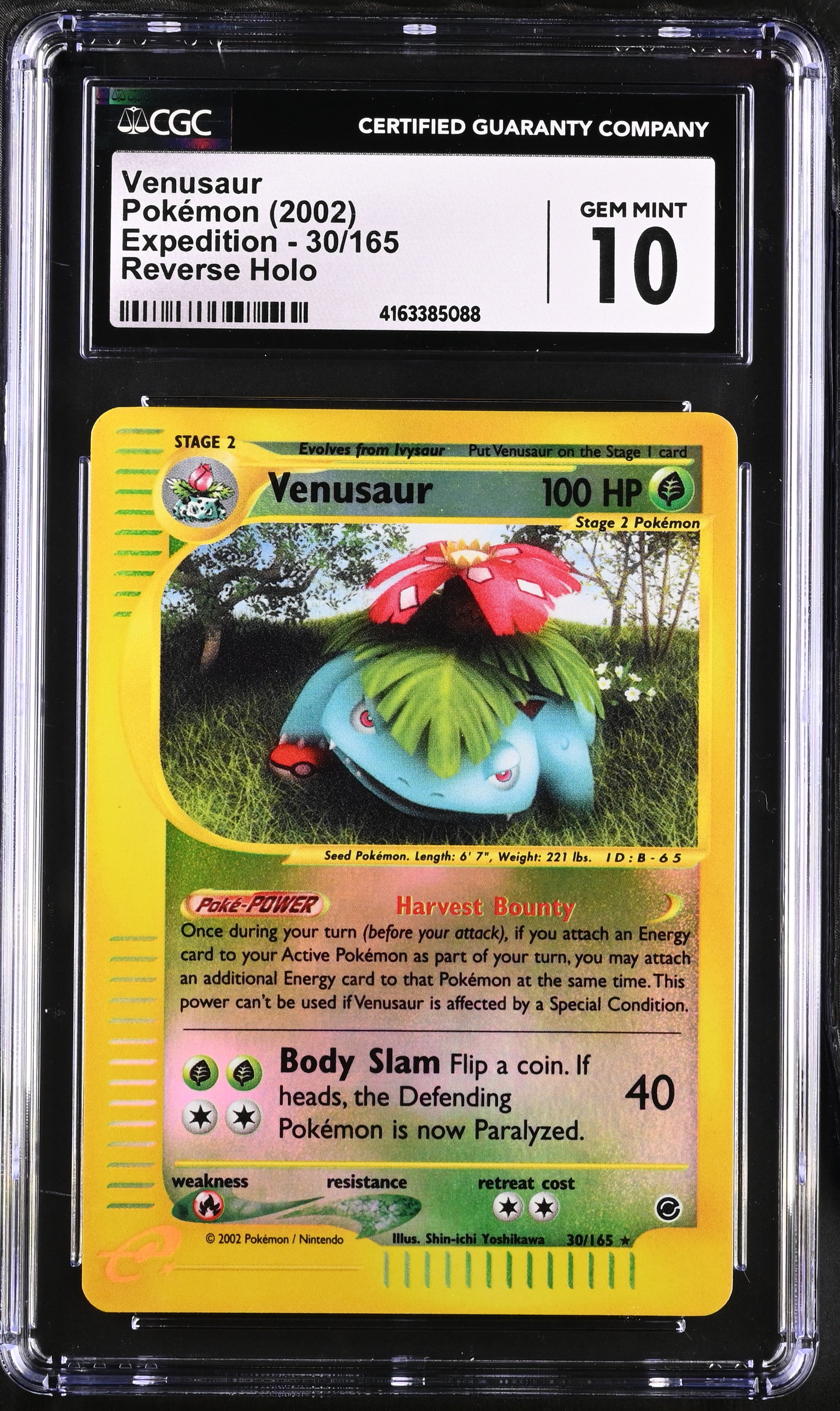 2002 Pokemon Expedition Venusaur Reverse Holo #30/165 CGC 10