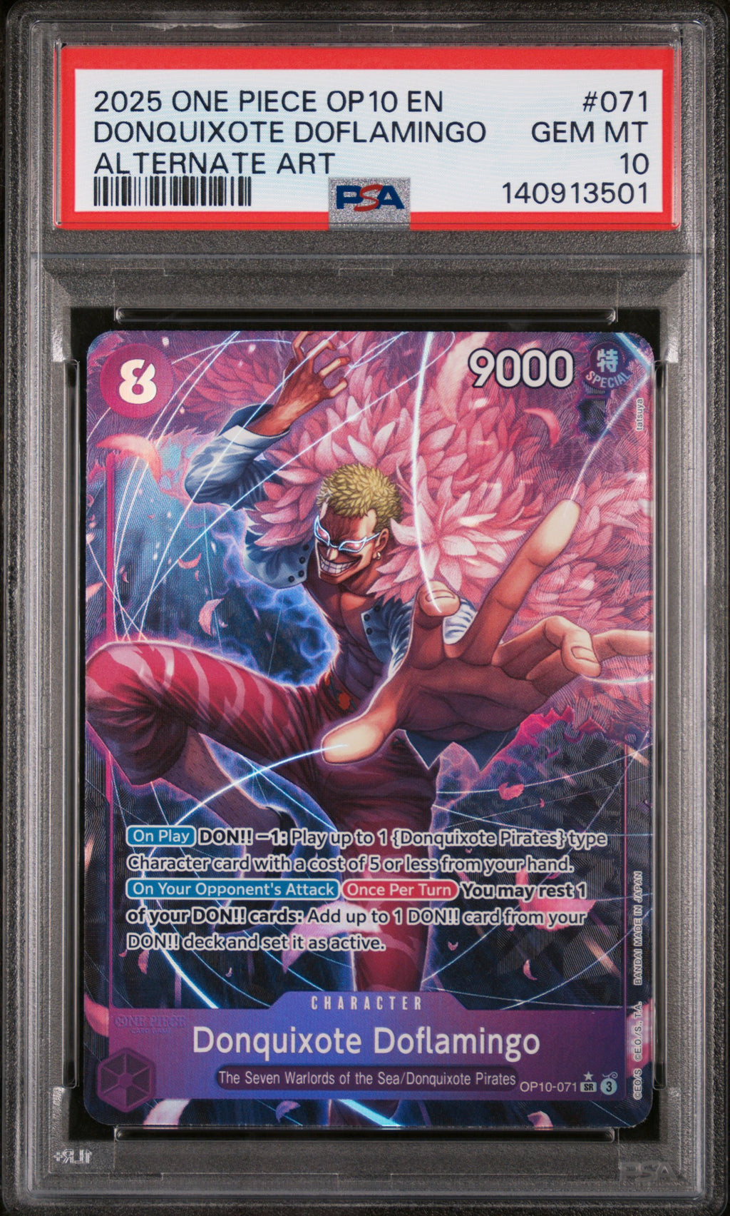2025 One Piece Op10-Royal Blood Donquixote Doflamingo Alternate Art #071 PSA 10