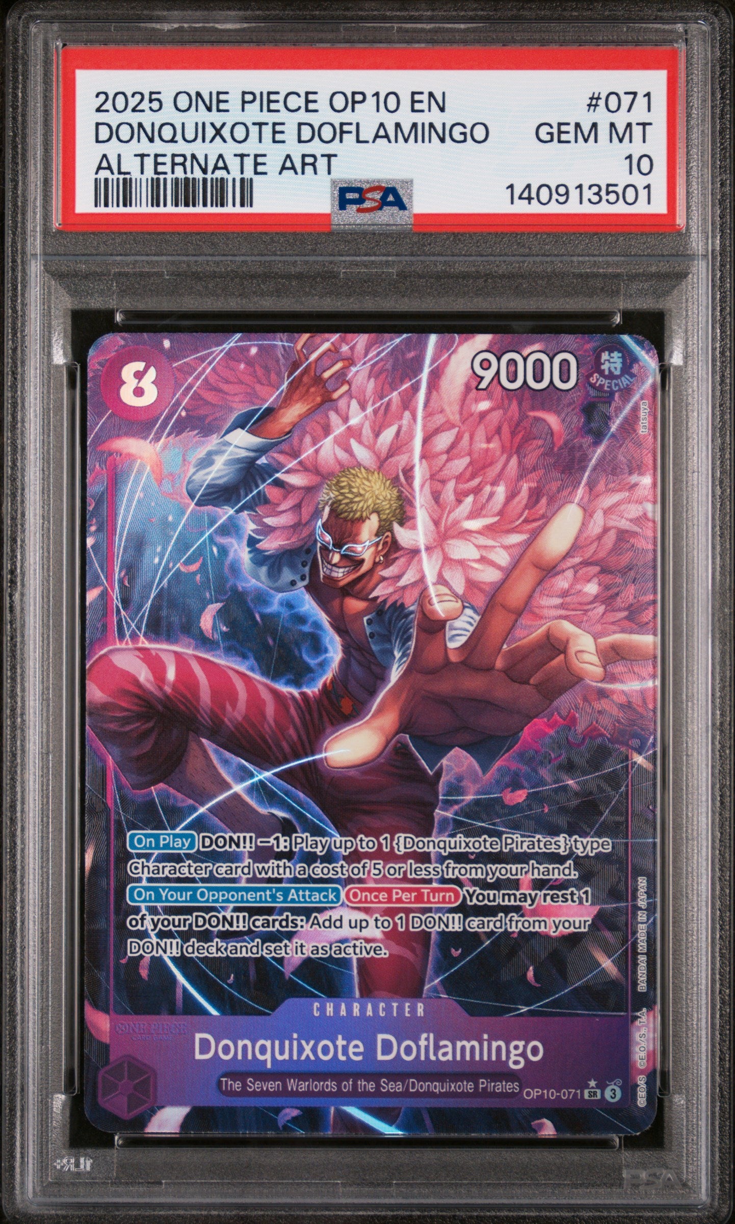 2025 One Piece Op10-Royal Blood Donquixote Doflamingo Alternate Art #071 PSA 10