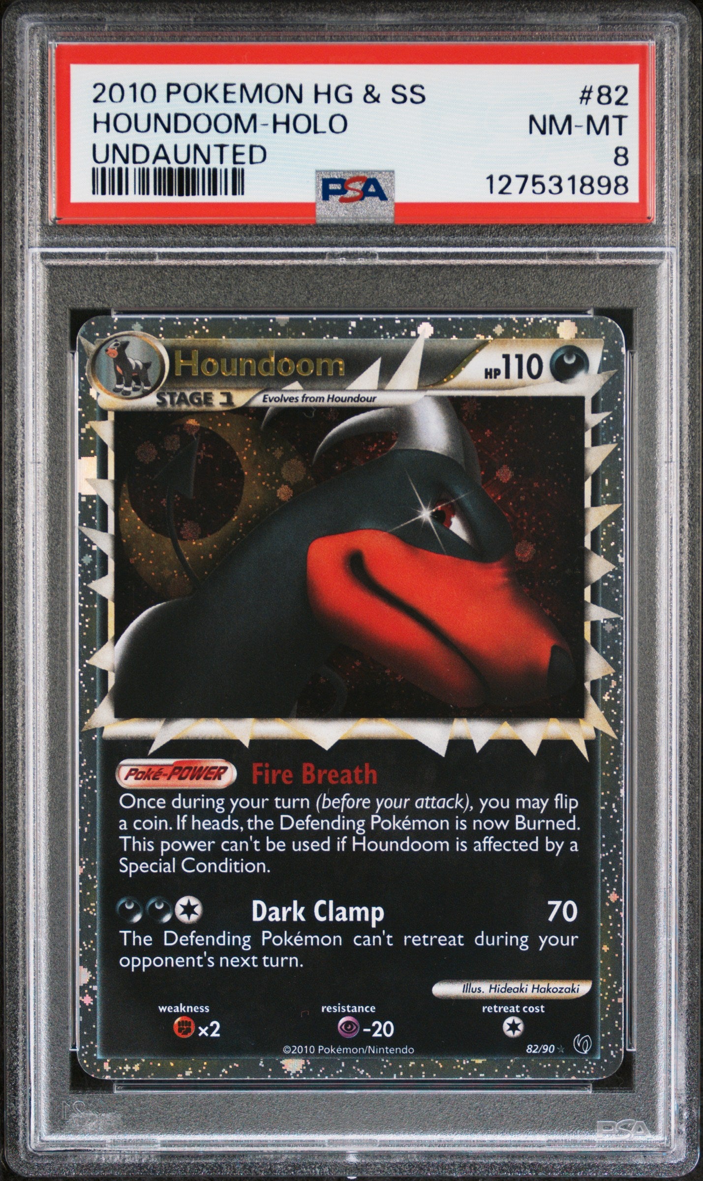 2010 Pokemon Heartgold & Soulsilver Undaunted Houndoom-Holo #82 PSA 8