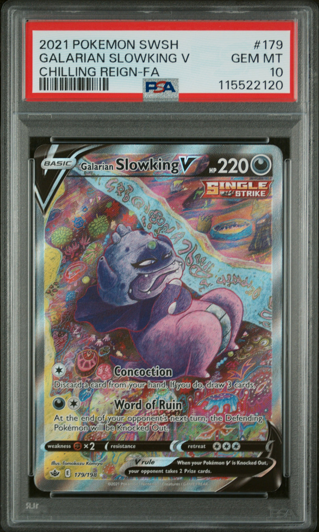 2021 Pokemon Sword & Shield Chilling Reign Full Art / Galarian Slowking V #179 PSA 10