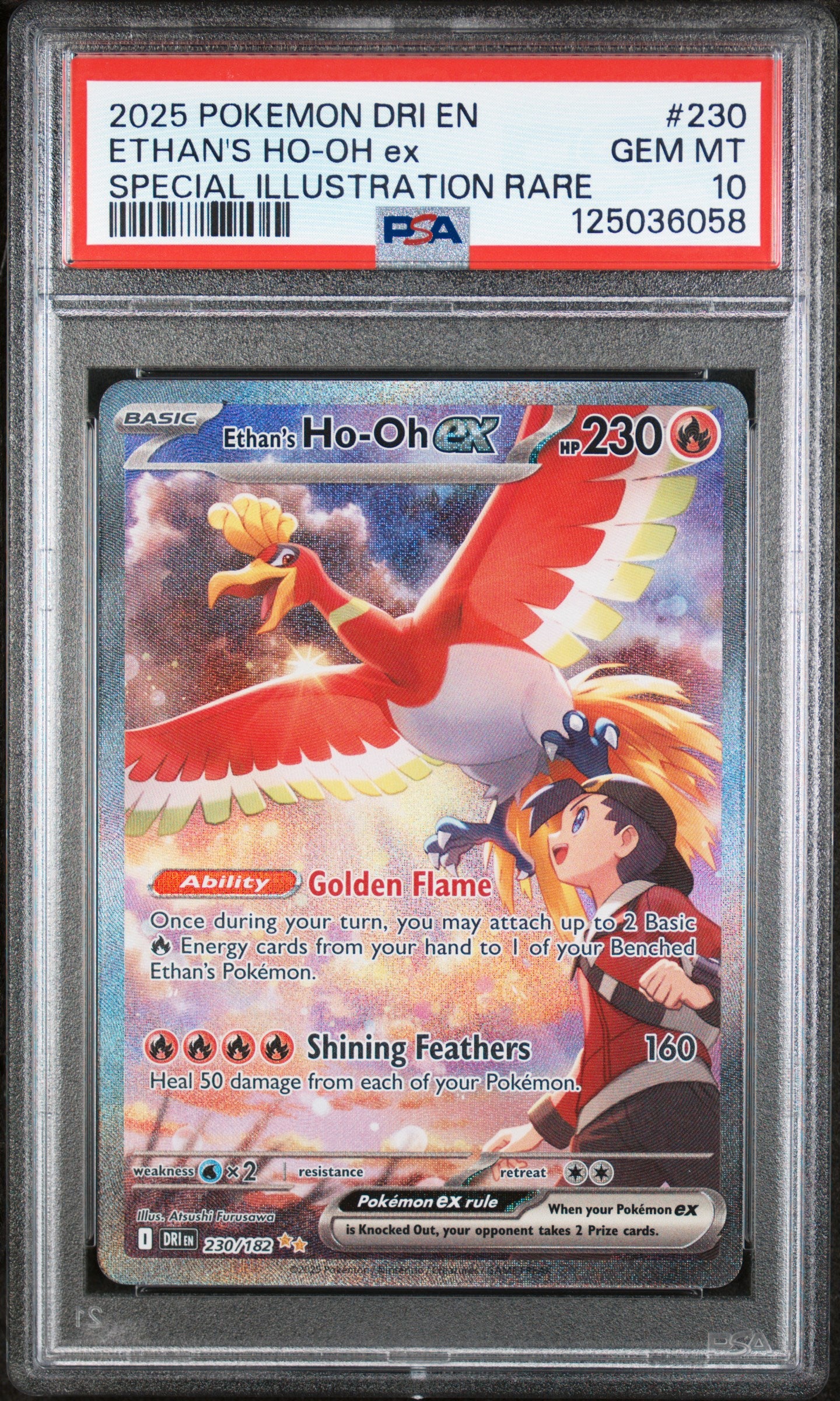 2025 Pokemon Dri En-Destined Rivals Ethan's Ho-Oh Ex Special Illustration Rare #230 PSA 10
