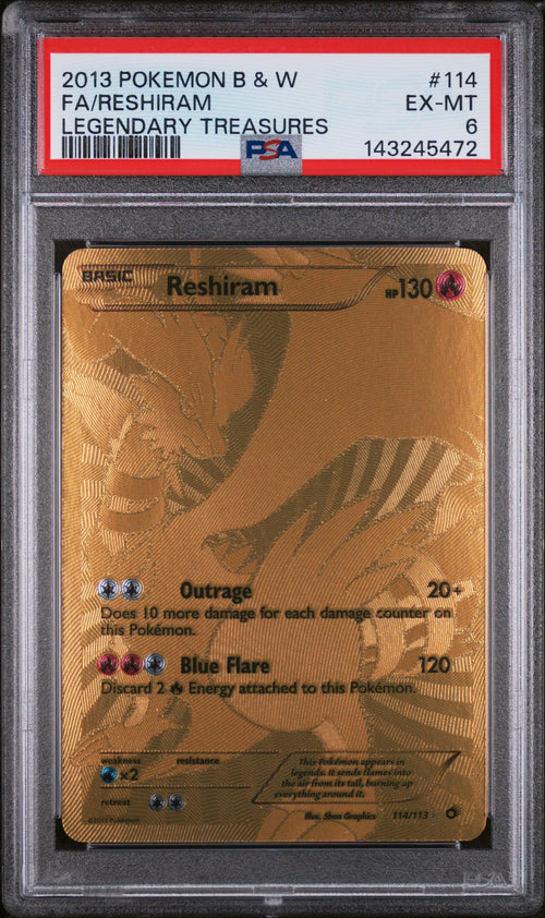2013 Pokemon Black & White Legendary Treasures Full Art / Reshiram #114 PSA 6