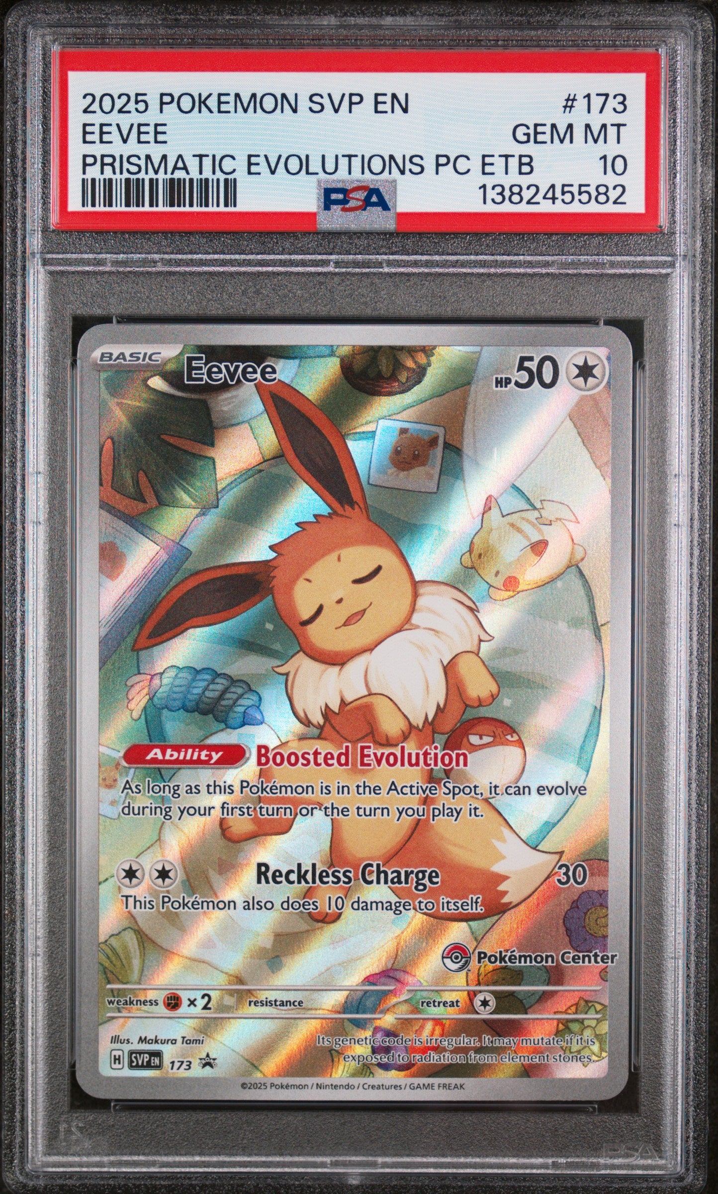 2025 Pokemon Svp En-Sv Black Star Promo Eevee Prismatic Evolutions Pokemon Center Elite Trainer Box #173 PSA 10
