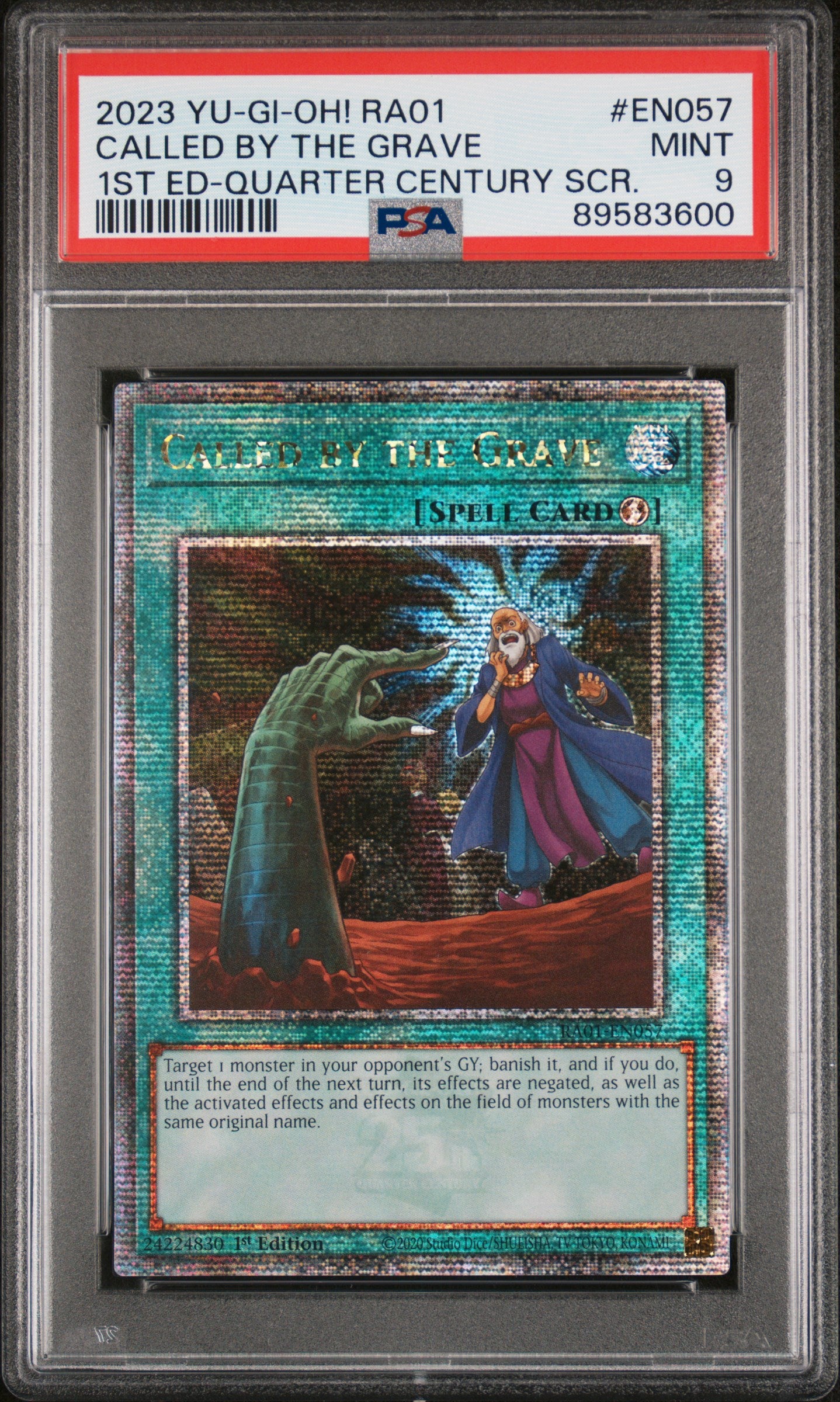 2023 Yu-Gi-Oh! Ra01-25th Anniversary Rarity Collection Called by the Grave 1st Edition-Quarter Century Secret Rare #EN057 PSA 9