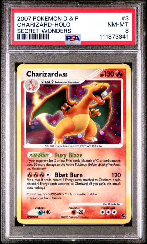 2007 Pokemon Diamond & Pearl Secret Wonders Charizard-Holo #3 PSA 8