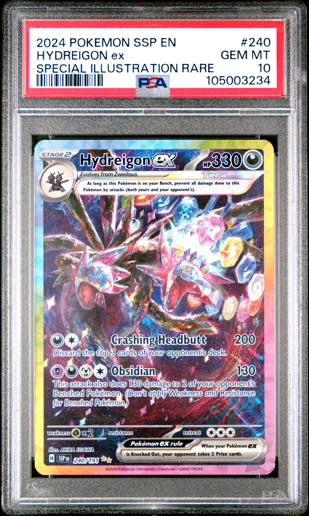 2024 Pokemon Scarlet & Violet: Surging Sparks Hydreigon ex Special Illustration Rare #240 PSA 10