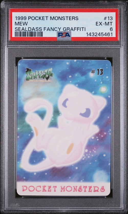 1999 Pocket Monsters Sealdass Fancy Graffiti Mew #13 PSA 6