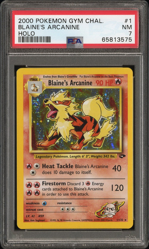 2000 Pokemon Gym Challenge Blaine's Arcanine Holo #1 PSA 7
