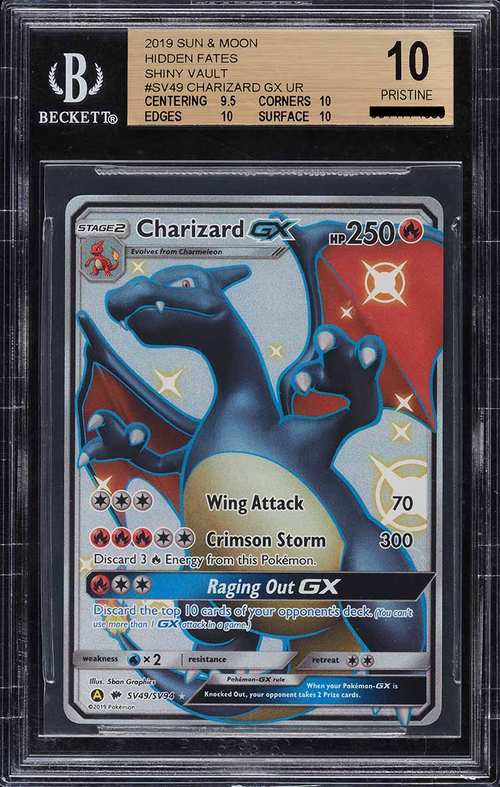 2019 Pokemon Sun & Moon: Hidden Fates Charizard GX Shiny Vault: Full Art #SV49 BGS 10