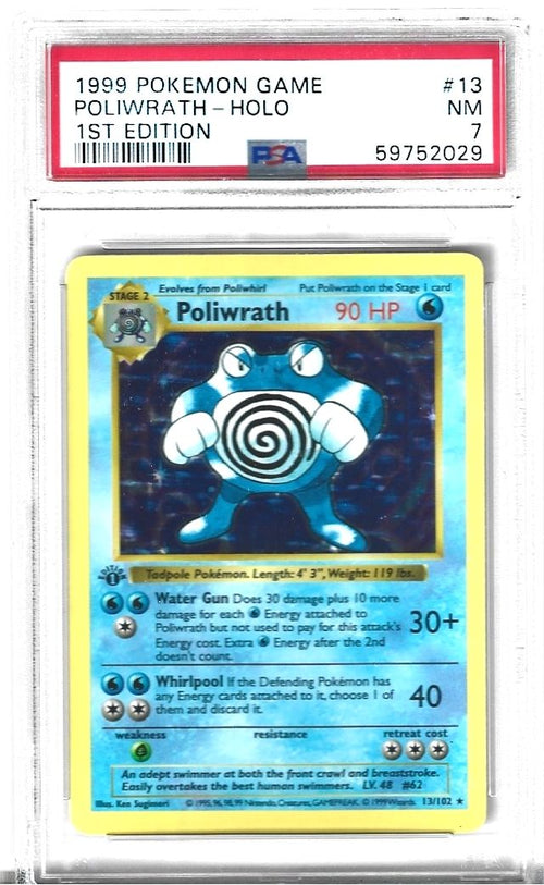 1999 Pokemon Game Poliwrath-Holo 1st Edition #13 PSA 7