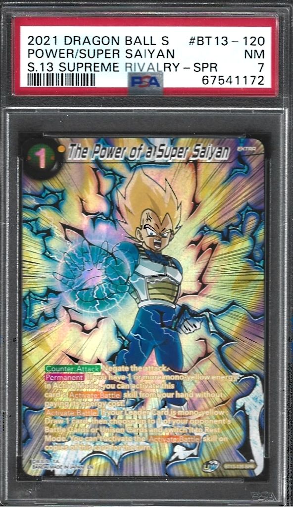 2021 Dragon Ball Super Card Game Series 13 Supreme Rivalry The Power of a Super Saiyan Special Rare #BT13-120 PSA 7