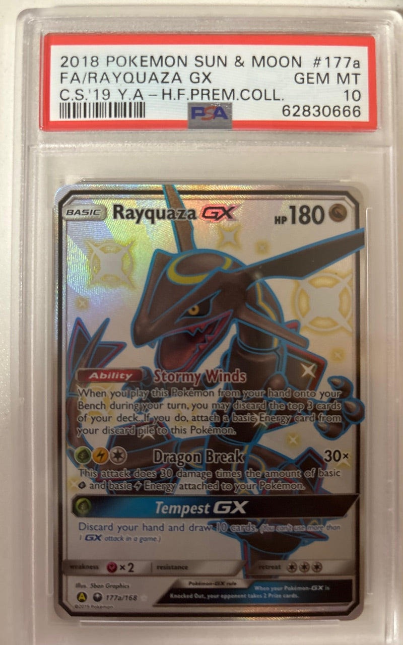 2018 Pokemon Sun & Moon Celestial Storm Fa / Rayquaza Gx C.s.'19 Y.A-H.f.prem.coll. #177a PSA 10