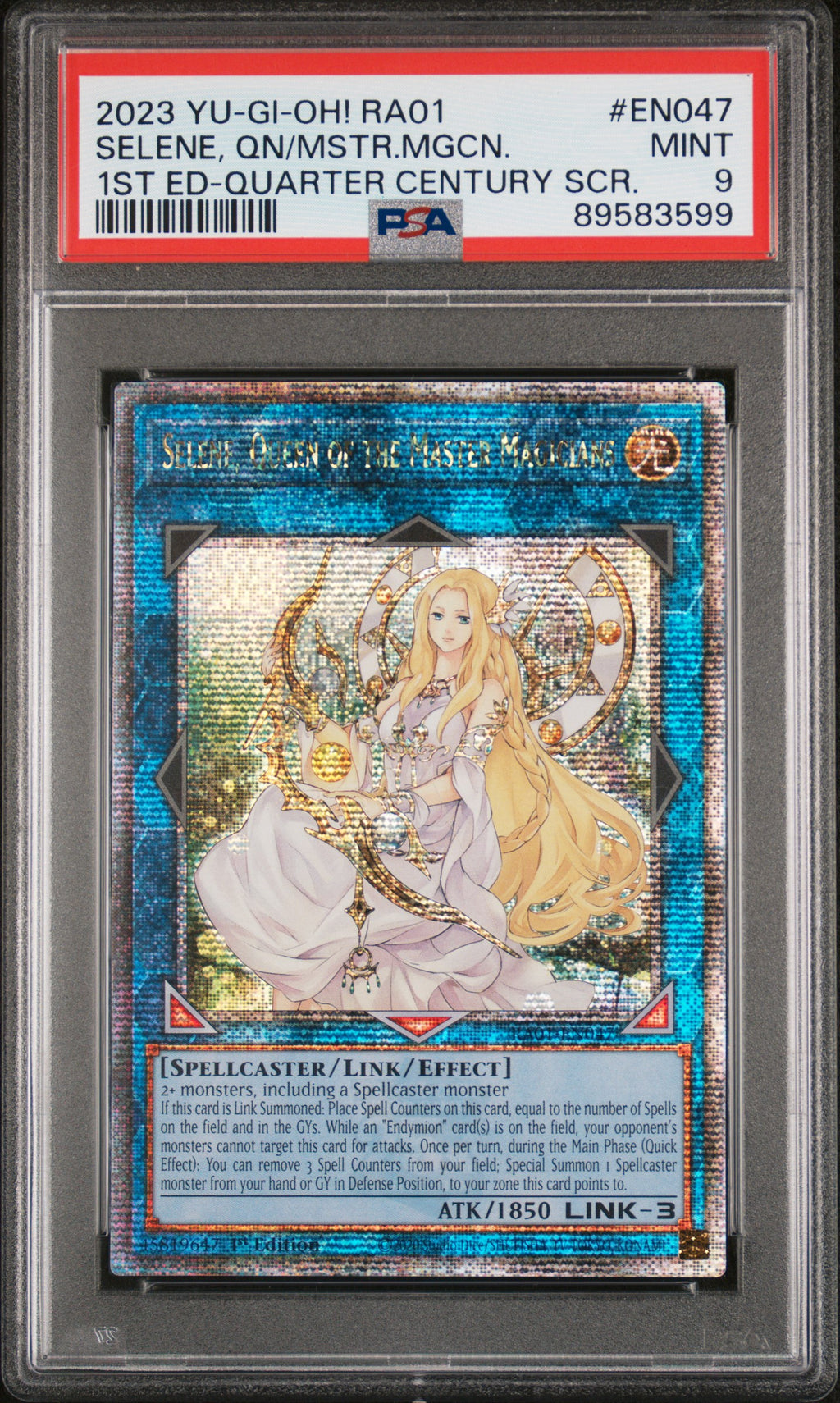 2023 Yu-Gi-Oh! Ra01-25th Anniversary Rarity Collection Selene, Queen of the Master Magicians 1st Edition-Quarter Century Secret Rare #EN047 PSA 9