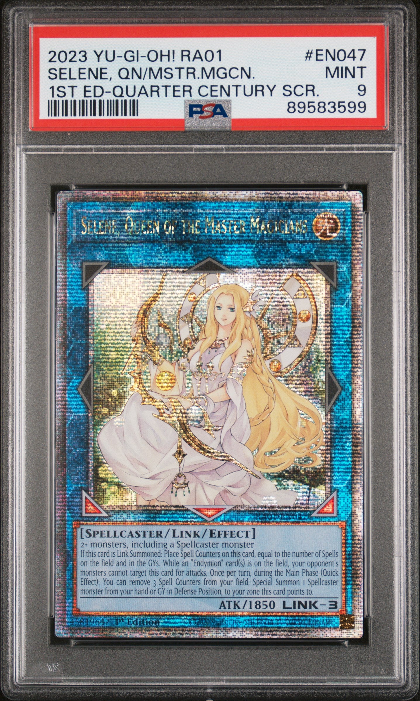 2023 Yu-Gi-Oh! Ra01-25th Anniversary Rarity Collection Selene, Queen of the Master Magicians 1st Edition-Quarter Century Secret Rare #EN047 PSA 9