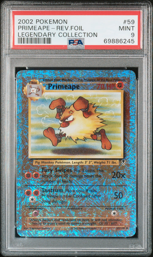 2002 Pokemon Legendary Collection Primeape-Reverse Foil #59 PSA 9