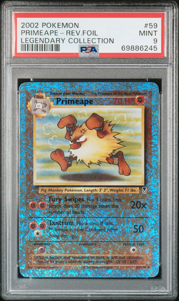 2002 Pokemon Legendary Collection Primeape-Reverse Foil #59 PSA 9