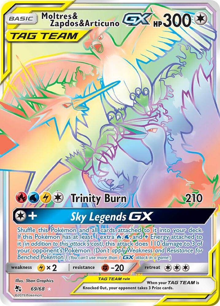 Hidden Fates Moltres and Zapdos and Articuno GX Secret