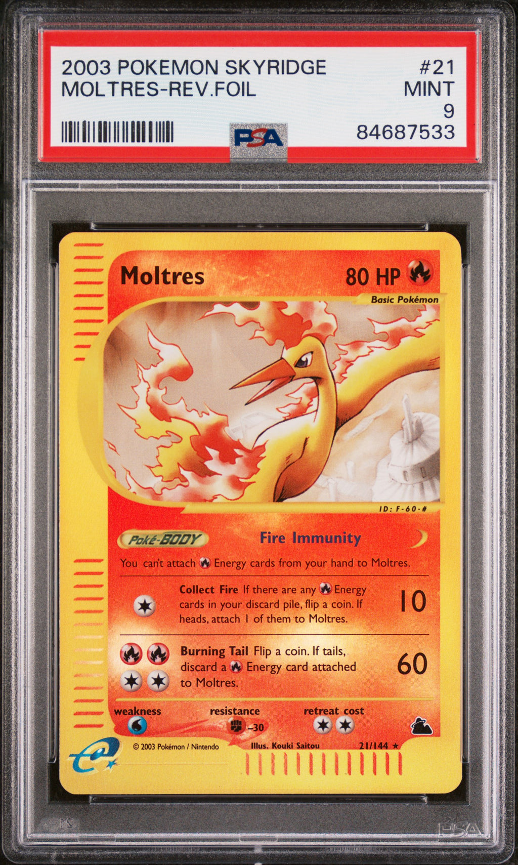 2003 Pokemon Skyridge Moltres-Reverse Foil #21 PSA 9