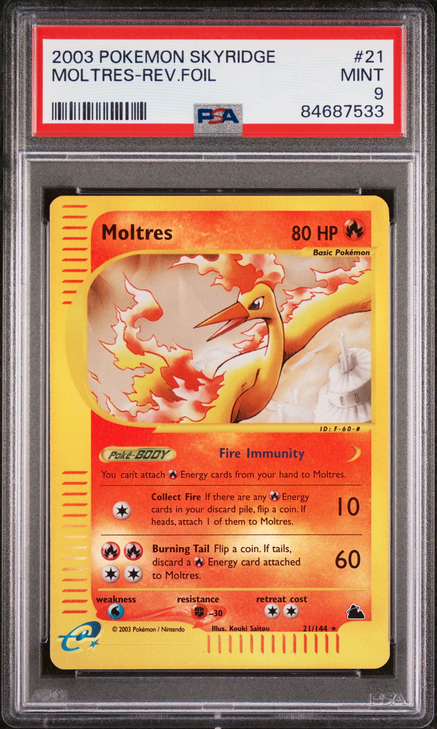2003 Pokemon Skyridge Moltres-Reverse Foil #21 PSA 9