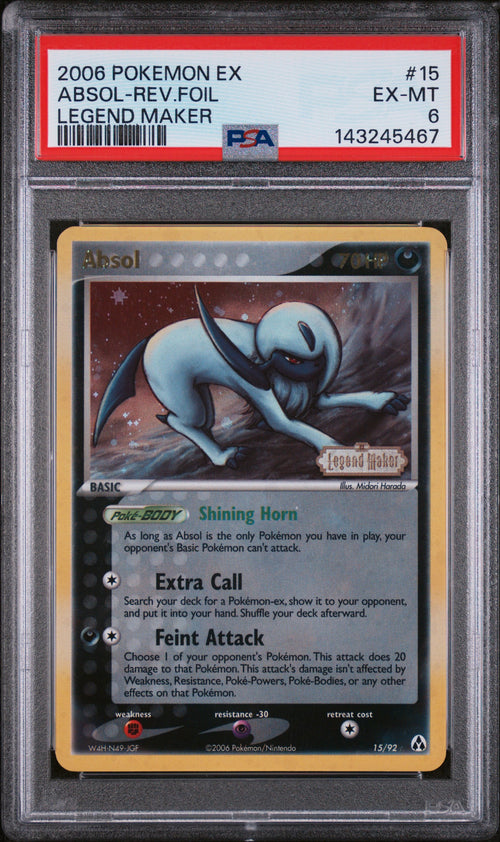 2006 Pokemon Ex Legend Maker Absol-Reverse Foil #15 PSA 6