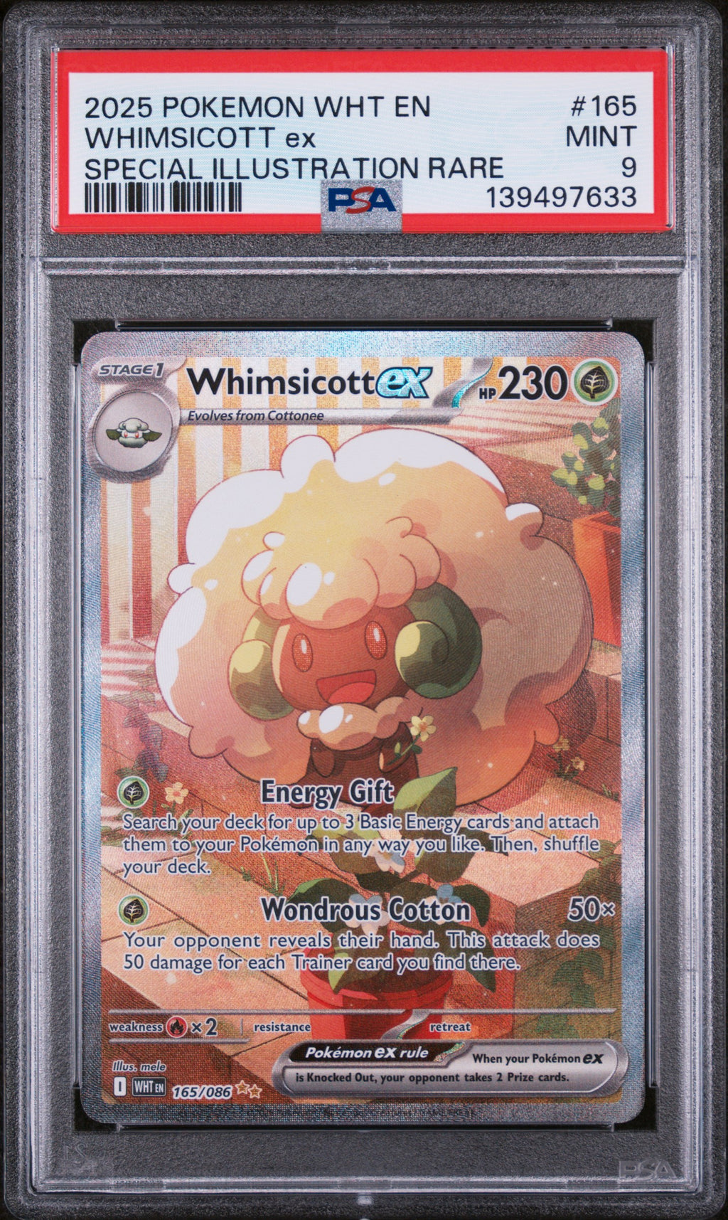 2025 Pokemon Wht En-White Flare Whimsicott Ex Special Illustration Rare #165 PSA 9