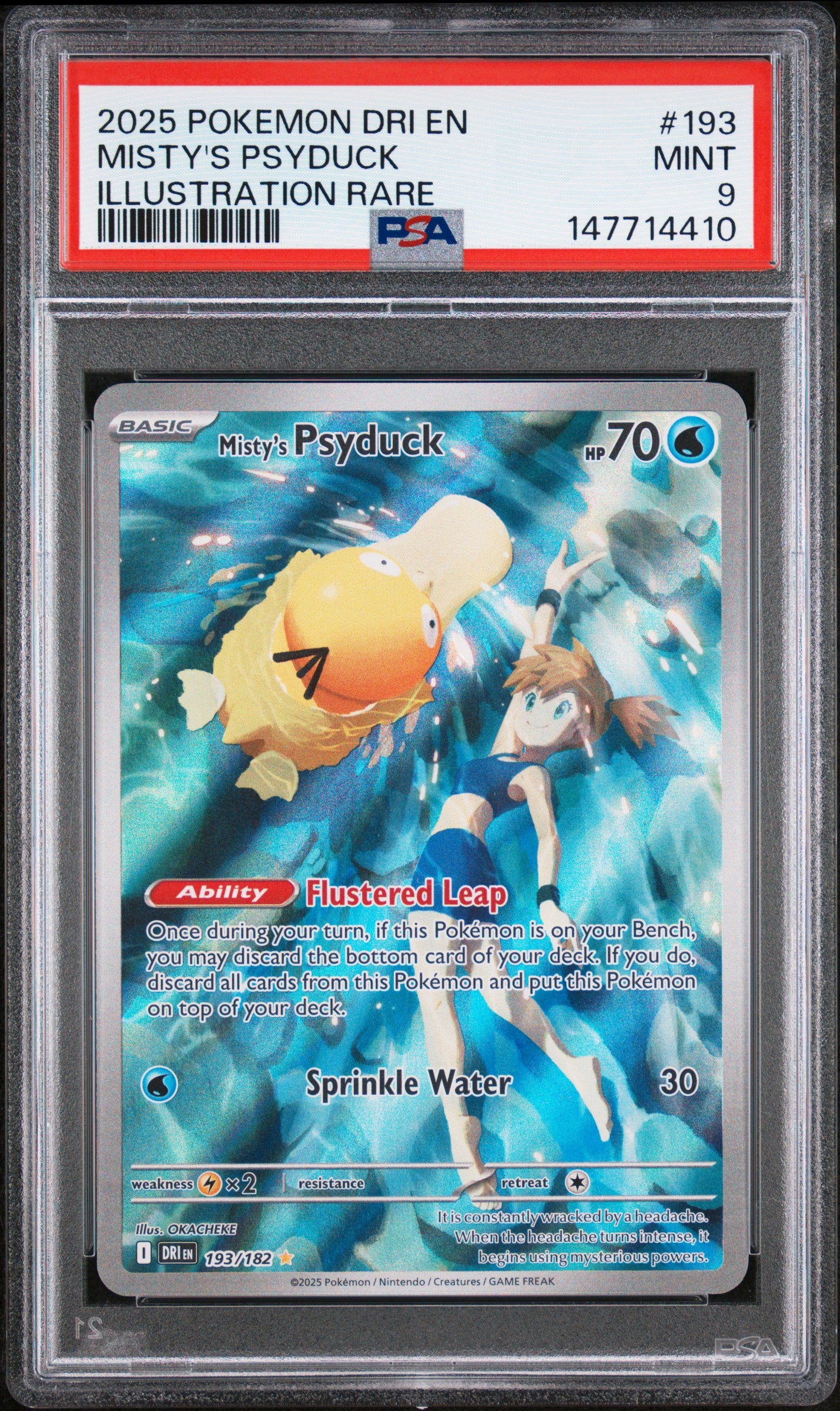 2025 Pokemon Dri En-Destined Rivals Misty's Psyduck Illustration Rare #193 PSA 9