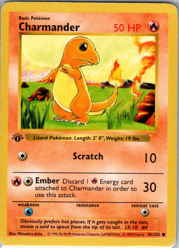 Charmander 1st Ed 046/102 Base Set (Shadowless) MP