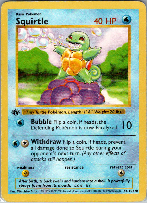 Squirtle 1st Ed 063/102 Base Set (Shadowless) MP