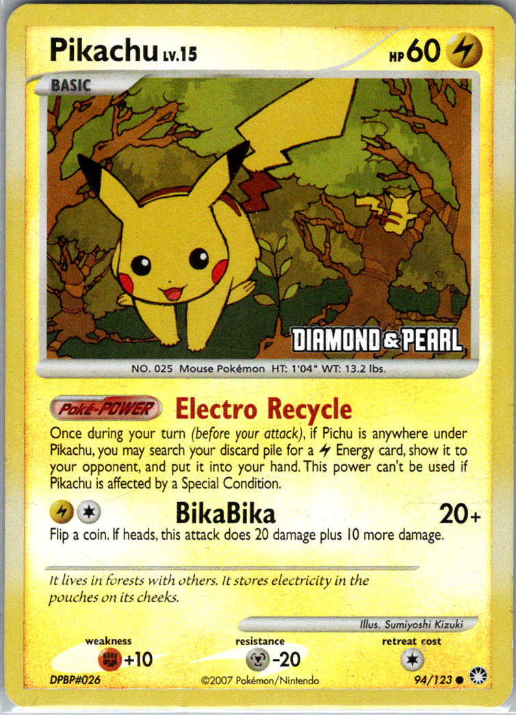 Pikachu 94 123 Diamond and Pearl RH 094/123 Burger King Promos MP