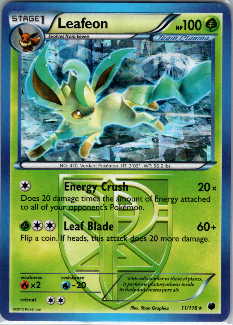 Leafeon 11 116 BW Plasma Freeze H 011/116 Deck Exclusives LP