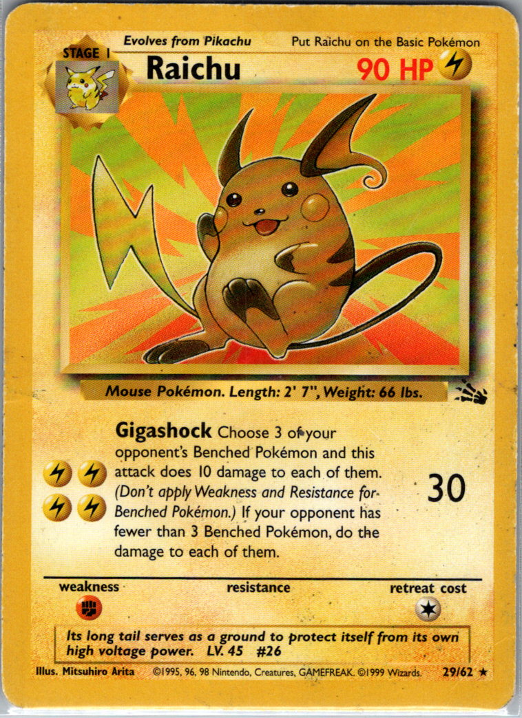 Raichu 29 Unlimited 29/62 Fossil MP