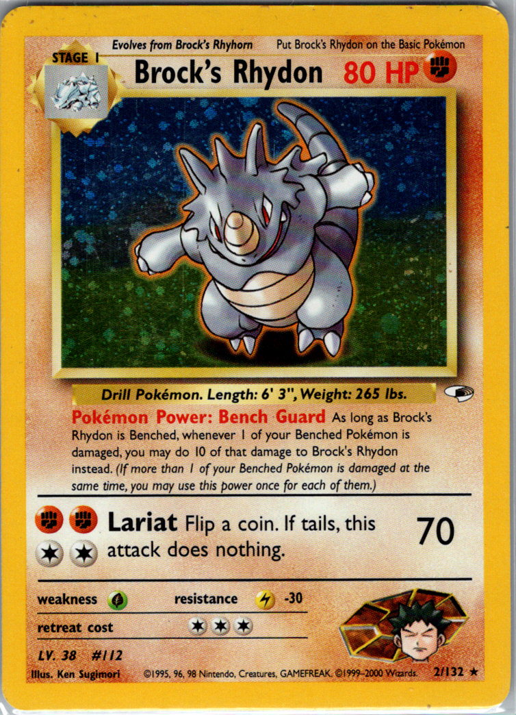 Brocks Rhydon Unlimited Holofoil 002/132 Gym Heroes MP