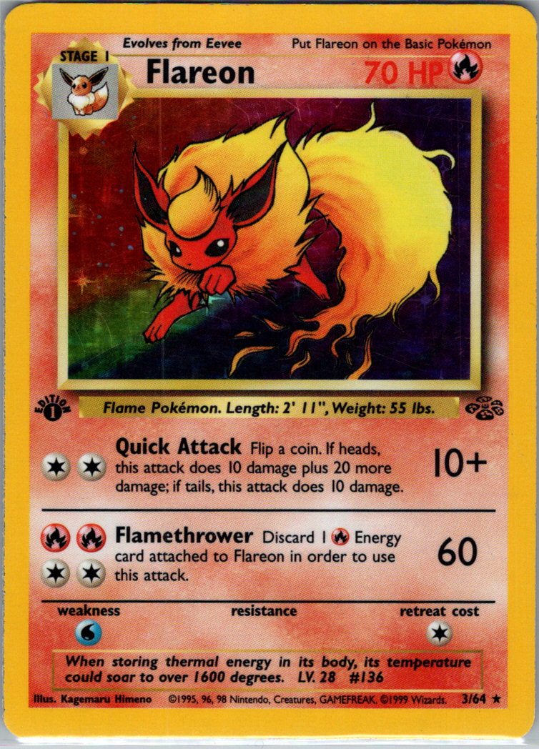 Flareon 3 1st Edition Holofoil 03/64 Jungle MP