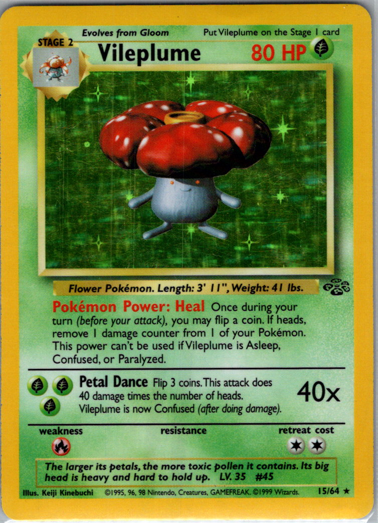 Vileplume 15 Unlimited Holofoil 15/64 Jungle DMG