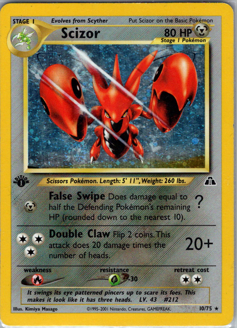 Scizor 10 1st Edition Holofoil 10/75 Neo Discovery MP