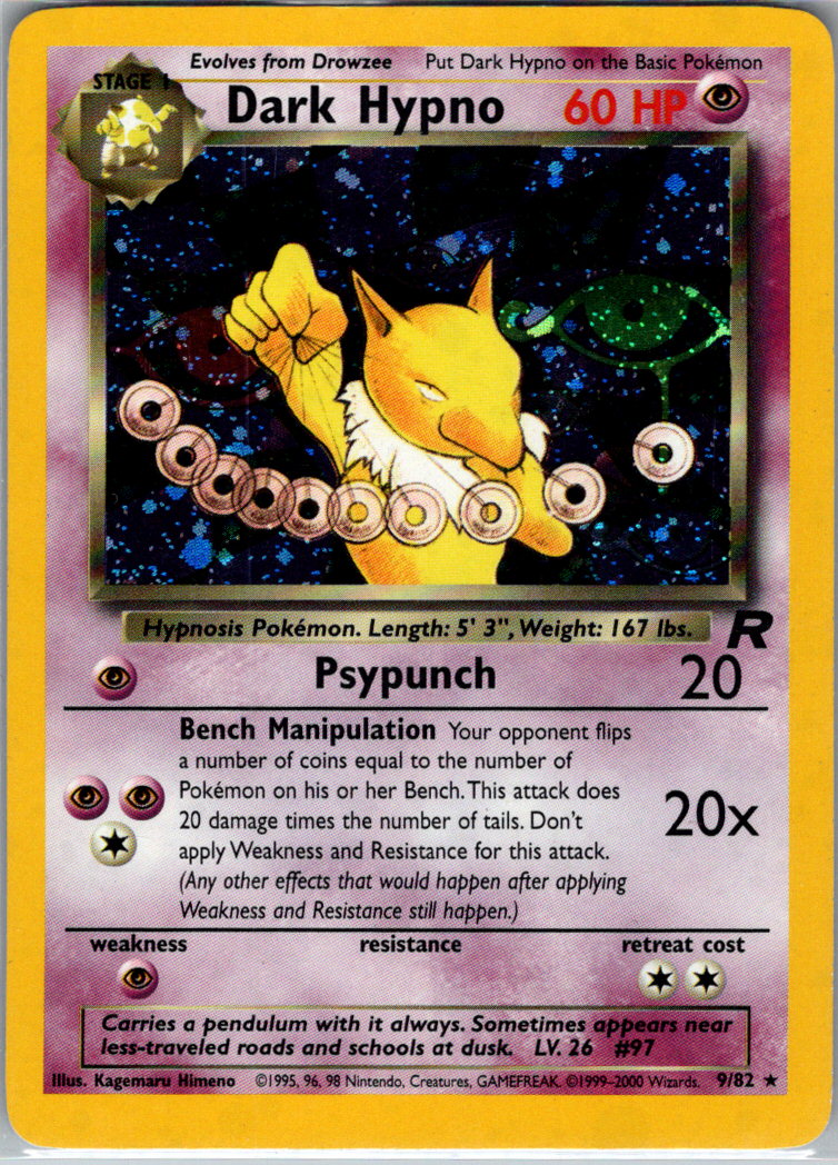 Dark Hypno 9 Unlimited Holofoil 09/82 Team Rocket LP