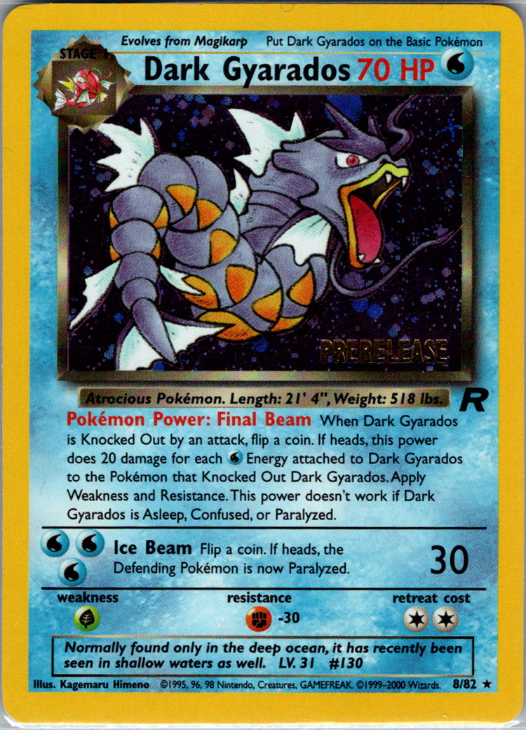 Dark Gyarados Prerelease H 08/82 WoTC Promo NM