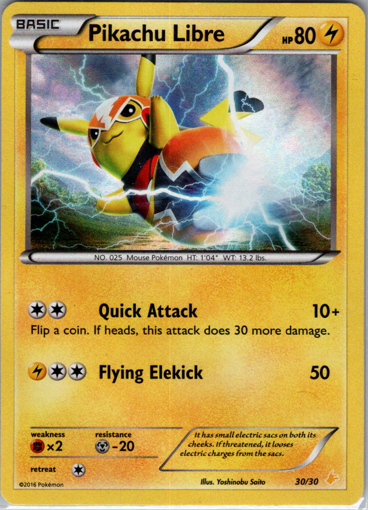Pikachu Libre 30 Holo H 30/30 XY Trainer Kit: Pikachu Libre & Suicune LP