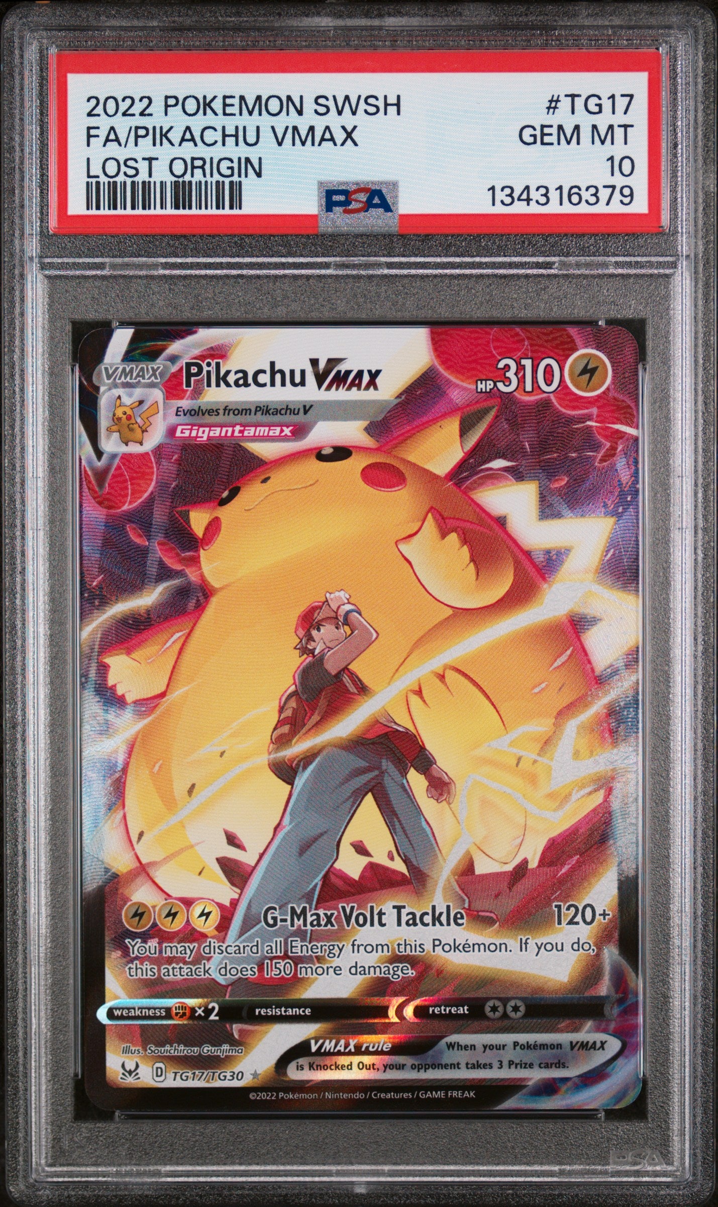 2022 Pokemon Sword & Shield Lost Origin Fa / Pikachu Vmax Lost Origin #TG17 PSA 10