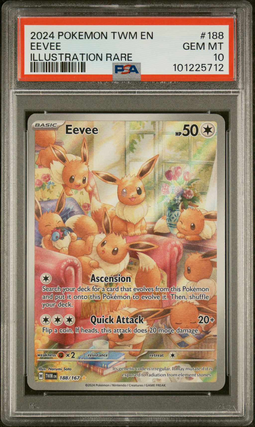 2024 Pokemon Twm En-Twilight Masquerade Eevee Illustration Rare #188 PSA 10