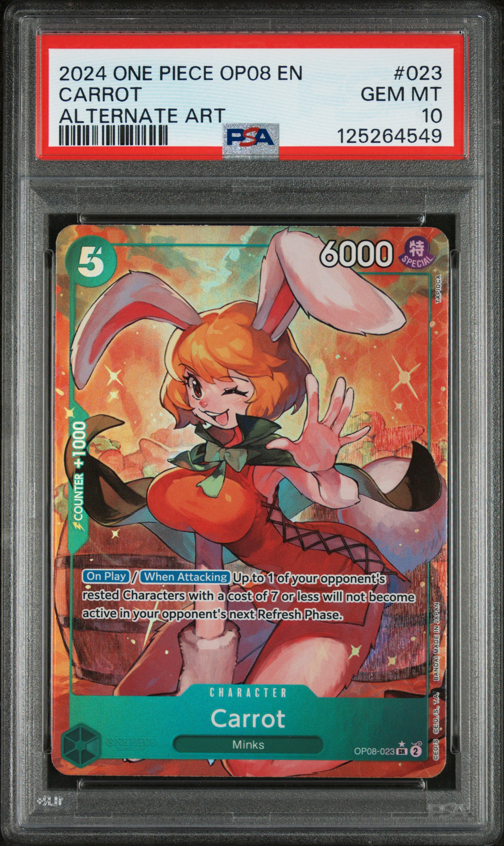 2024 One Piece Op08-Two Legends Carrot Alternate Art #023 PSA 10